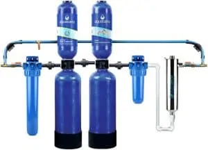 Aquasana Rhino EQ-1000-AST-UV Whole House Water Filter + UV Purifier & Salt-Free Descaler - Best Filtration