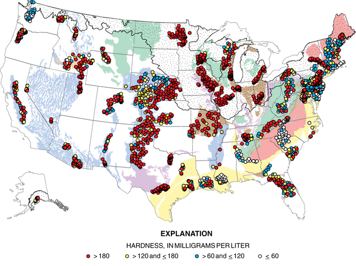 water hardness map in the United States (US) image