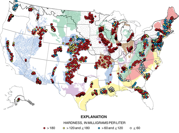 water hardness map in the United States (US) image