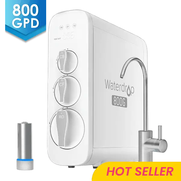 2. Waterdrop G3P800 RO System Review: Best Tankless RO System to Remove Fluoride (High-Performance)